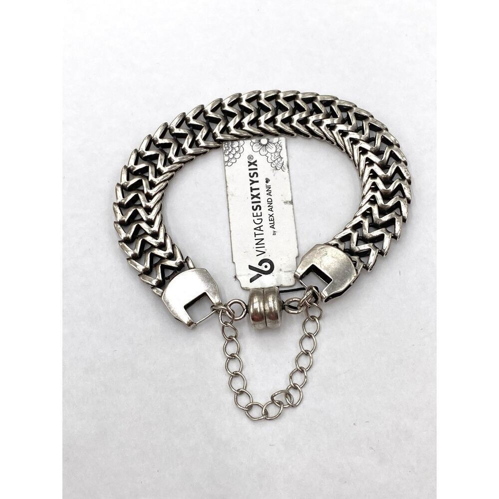 Alex and Ani Windfall Magnetic Bracelet Vintage 66 Rafaelian Silver 7”